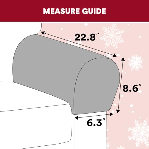 PrinceDeco Thick Velvet Stretch Armrest Covers for Chairs and Sofas Armchair Covers for Arms Couch Arm Cover Armrest Cover for Sofa Non Slip (2 Pack: Snowflakes) - color: Red