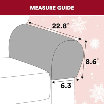 PrinceDeco Thick Velvet Stretch Armrest Covers for Chairs and Sofas Armchair Covers for Arms Couch Arm Cover Armrest Cover for Sofa Non Slip (2 Pack: Snowflakes) - color: Red