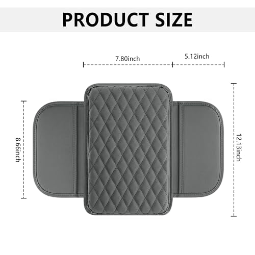Stacool Upgraded Car Center Console Cover,Microfiber Leather Car Armrest Cover Cushion with 2 Storage Bags,Universal Car Armrest Storage Box (Gray) - color: Gray