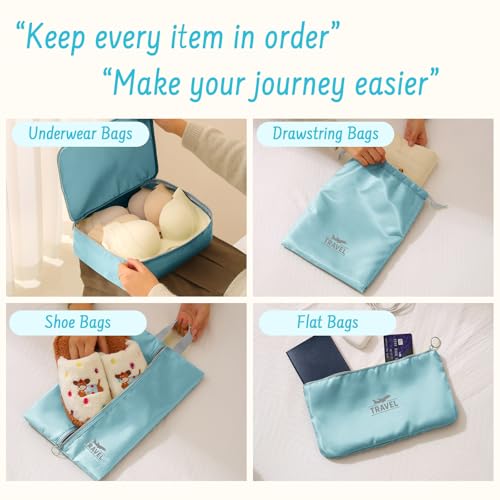 8 Set Packing Cubes for Travel Suitcase Organizer Bags Luggage Packing Cubes Set Travel Essentials Accessories Gifts for Women Blue - color: Upgrade-Blue
