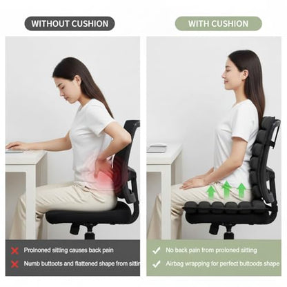 1Pcs Seat Cushion, Travel Cushion Airplane Seat - Inflatable Airplane Seat Cushion for Travel.Suitable for Long Distance Sedentary People to Use,Easy to Carry, 3D Inflatable Airbag is Ergonomic - color: Black-42