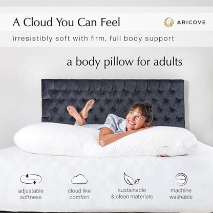 Aricove Body Pillow for Adults, Side Sleeper Pillow for Bed, Full Body Support in Long & Large Size, Tencel Lyocell Cover, Firm Memory Foam & Soft Microfiber, 20x54 inch, Machine Washable - size: Body Pillow Size 20"x54"