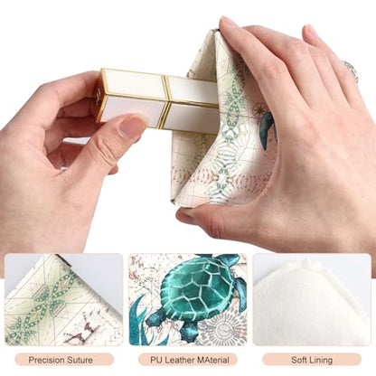 2Pcs PU Leather Small Squeeze Coin Purse Pouch Mini coin Bag Unique And Cute Wallet Cosmetic Bags Change Bag For Women Girls Men Map Turtle Pattern - color: Map Turtle Pattern