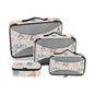 Vintage French Pattern Compression Packing Cubes for Travel Luggage Suitcase Packing Organizers Bags Carry On Lightweight 4 Set