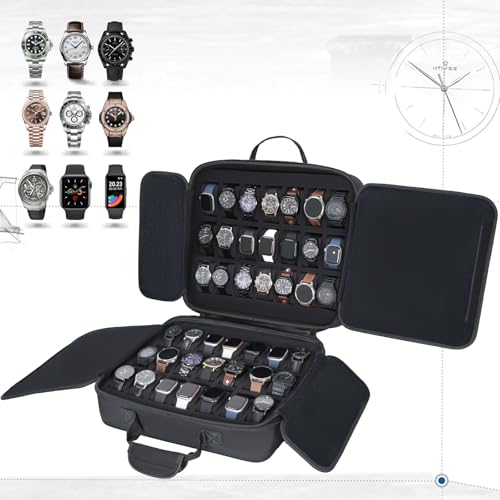 42 slots watch storage box, portable hard watch travel box, watch storage display storage box, padded watch portable box for watches - size: 42 Slots