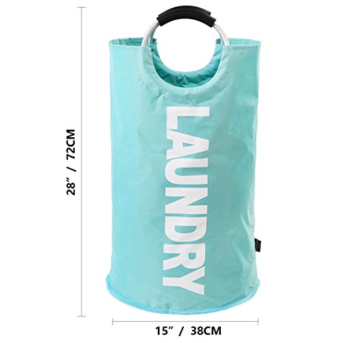 DOKEHOM 82L Large Laundry Basket, Collapsible Laundry Bag, Freestanding Tall Clothes Hamper, Foldable Washing Bin (Light Blue) - color: Light Blue, size: 82L
