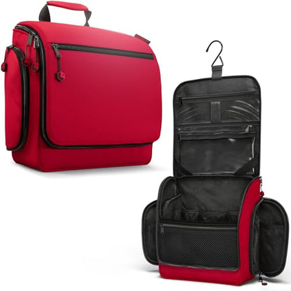 VENTURE 4TH Hanging Travel Toiletry Bag for Women & Men – Large Toiletry Organizer with 18 Compartments, Removable TSA Pouch, Travel Wash Bag for Toiletries, Makeup & Shaving Kit (Red) - color: Red