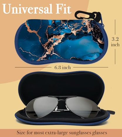Sunglasses Case Soft Glasses Cases for Women Pouch Eyeglass Bag Eye Glass Kids Girls Sun Glasses Cute Kawaii - color: Marble Blue