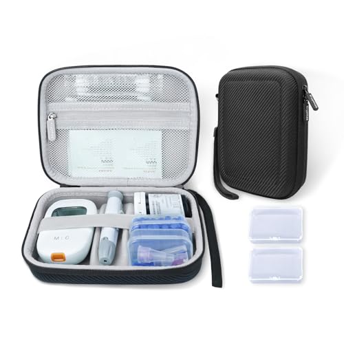 Krypthos Diabetic Supplies Travel Case, Carrying Case for Diabetes Blood Glucose Meter, Portable Diabetes Testing Kit Storage Organizer Bag for Blood Sugar Test Strips, Lancets, Lancing Device-Black - color: Black