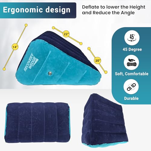 Leg Elevation Pillow by Recovery Wedge, Inflatable Wedge Pillow for Sleeping and Post-Surgical, Improve Circulation and Reduce Swelling, Speed Injury Recovery. (Large triangle) - size: Large Triangle