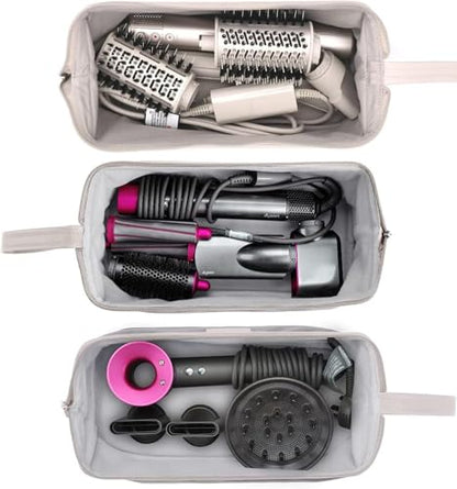 2026 Latest Shark Flex Style Travel Case for Dyson Airwrap Hair Dryer Brush Revlon Hair Tools Travel Bag Carrying Case Flat Curling Iron Organizer (Light Gray) - color: Light Gray