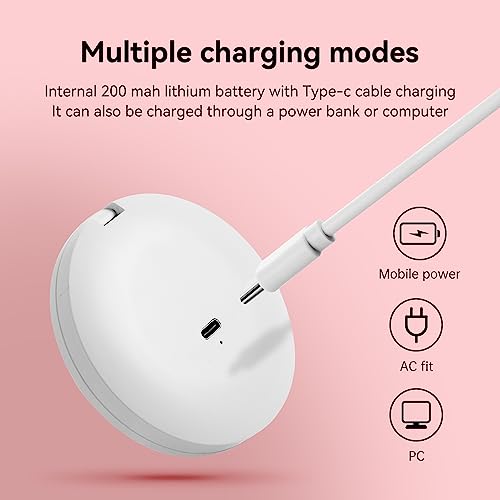 Led Travel Makeup Mirror 1x/2x Magnifying Compact Mirror with Light USB Rechargeable Small Pocket Mirror Dimmable Portable Makeup Mirror for Handbags Purses Pockets Gifts for Girls White