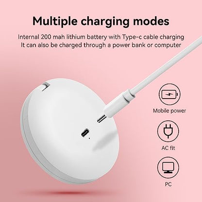 Led Travel Makeup Mirror 1x/2x Magnifying Compact Mirror with Light USB Rechargeable Small Pocket Mirror Dimmable Portable Makeup Mirror for Handbags Purses Pockets Gifts for Girls White