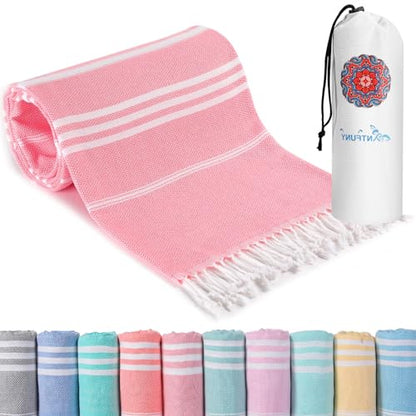 Antfuny Turkish Beach Towels Vacation Essentials Quick Dry Sand Free Soft Absorbent Extra Large XL Big Blanket Adult Pool Towel Lightweight Thin Sandless Fast Drying Compact No Sand Packable Foldable - color: Thinner Fuchsia, size: 72 x 36 inch