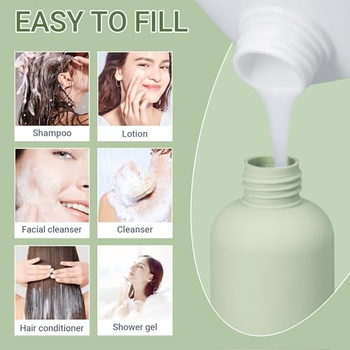 10oz Travel Shampoo Bottle, Empty Plastic Squeeze Bottles with Flip Cap, Lotion Container for Toiletries Travel Size Shampoo and Conditioner (3 pack green) - color: Green, size: 10 oz