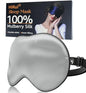 HiRui Silk Sleep Mask, 100% Natural Mulberry Silk of Double-Sided & Inner-Filling, Ultra-Smooth Soft, Adjustable Strap, Blocks Light for Night Sleeping, Travel, Office Naps (Gray) - color: Gray