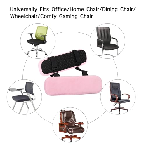 MOSISO Chair Armrest Pads (2 Pack), Memory Foam Home/Office Chair Arm Rest Covers Comfy Computer Gaming Elbow Cushion Removable Washable Elbow Support Forearm Pressure Relief, Pink - color: Pink
