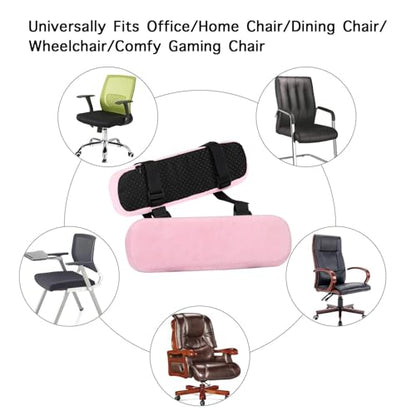 MOSISO Chair Armrest Pads (2 Pack), Memory Foam Home/Office Chair Arm Rest Covers Comfy Computer Gaming Elbow Cushion Removable Washable Elbow Support Forearm Pressure Relief, Pink - color: Pink