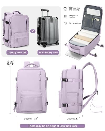 VGCUB Carry on Travel Backpack for Women Men Large Laptop Gym Work Frontier Airlines Personal Item Bag Business Airport Lightweight Backpack Flight Approved Mochilas de Viaje, Purple - color: Purple, style: Large