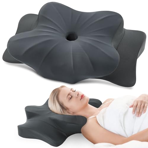 DONAMA Cervical Pillow for Neck and Shoulder Pain Relief, Cooling Contour Memory Foam Pillow, Dual-Height Ergonomic Neck Support Pillow for Side Back Stomach Sleepers with Removable Pillowcase - color: Dark Grey, size: Standard Size