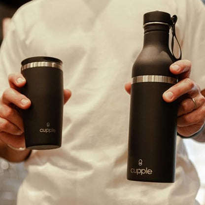 Tumbler, Stainless Steel 2-in-1 Travel Coffee Mug & Water Bottle, Leak Proof Insulated Cup for Hot & Cold Drinks, BPA Free, Fits Most Cup Holders (Black Pepper) - color: Black Pepper