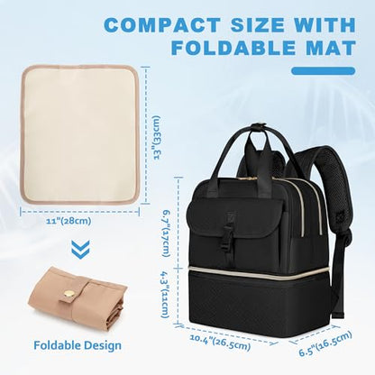 Fasrom Medicine Travel Bag Backpack with Insulated Compartment & Waterproof Mat, Double Layer Pill Bottle Organizer for Prescription, Vitamins and Medical Supplies, Black (Empty Bag Only) - color: Black