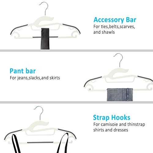 Tinfol Plastic Hangers 30Pack, Heavy Duty Dry Wet Clothes Hangers with Non Slip Pad, 16.3inch Space Saving Hanger, 360° Swivel Silver Hook for Shirts Pants Underwear Sweaters - color: Gray, size: 30 Pack