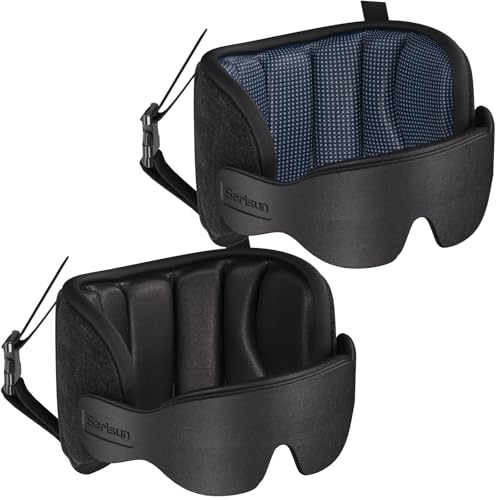 SARISUN Travel Pillows for Airplanes, Airplane Pillow with Sleeping Eye Mask, Travel Neck Pillow for Car, Road Trip Car Headrest, 2-Pack Airplane Travel Essentials, Black and Mottled Blue - color: Black and Mottled Blue