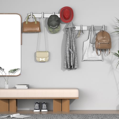 VAEHOLD Hat and Coat Wall Mount Rack - Hooks for Robes, Bags, Keys, and Towels - Bathroom Towel Hanger Organizer (Polished Chrome, “T“ Shape 4 Hooks 1 Pack) - color: Polished Chrome, size: “T“ Shape 4 Hooks 1 Pack