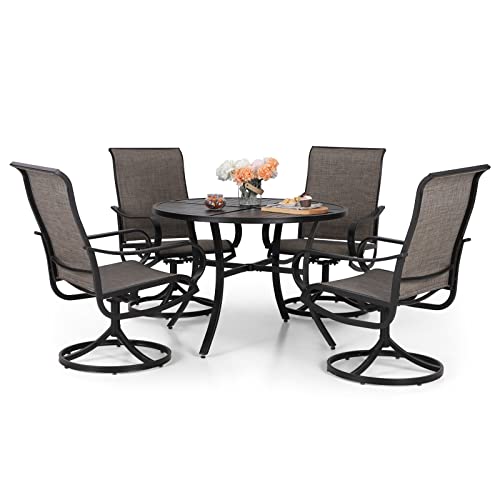 Sophia & William Outdoor Dining Set Patio Dining Set for 4 Round Patio Table and Chairs Set 5 Pieces with Swivel Patio Chairs 42" Metal Table for Garden Pool All Weather Brown - color: Brown, size: 42" Round