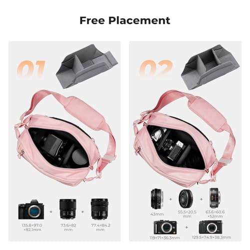 K&F CONCEPT Camera Sling Bag Crossbody Bag Waterproof Camera Shoulder Backpack DSLR/SLR/Mirrorless Camera Case - color: 10 Pink Medium