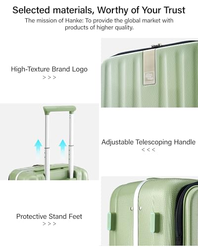 Hanke 20 Inch Carry-On Luggage with Wheels PC Hard Shell Suitcases Top Opening Aluminum Frame Travel Luggage Suitcases for Woman Men.(Bamboo Green) - color: Bamboo Green, size: 20 Inch