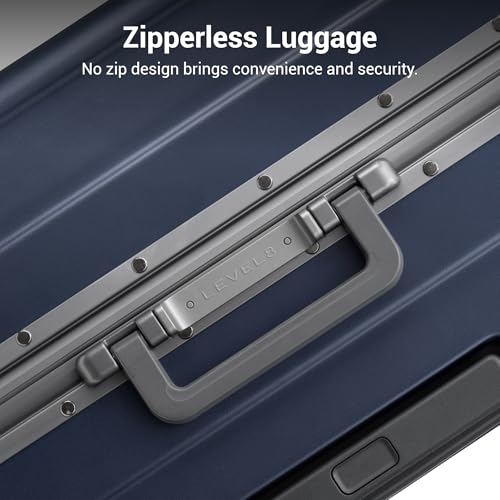 LEVEL8 Zipperless Large Suitcase with Wheels Checked Luggage 28 Inch, Aluminum Frame Suitcase Hard Shell Luggage with Tsa Locks, Blue - color: Blue, size: Checked 28 Inch