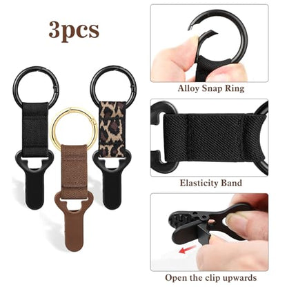 Niveaya Hat Clip for Travel on Bag - 3 Pack, Vacation Beach Cruise Essentials Accessory for Travel Handbag Backpack Luggage, Securely Hold to Keep Hat Shaped, Hands-Free, Black+Brown+Leopard - color: 3pcs Black+brown+leopard