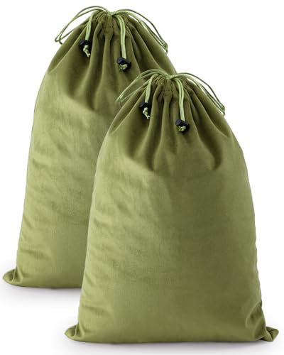 FantasyLife Shoe Bags for Travel, Washable Dust Bags for Storage & Packing, Flannel Shoe Pouch with Drawstring Closure for Purses, Handbags, Shoes & Toys (2, Sage Green, 17.3"x12.6") - color: Sage Green, size: 17.3"x12.6"