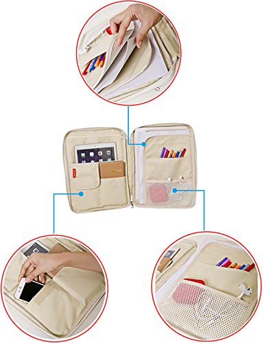 Document A4 Bag Case Waterproof Organizer Portfolio Office Travel Zipper Multi-Function Pouch - color: 01-olive Green