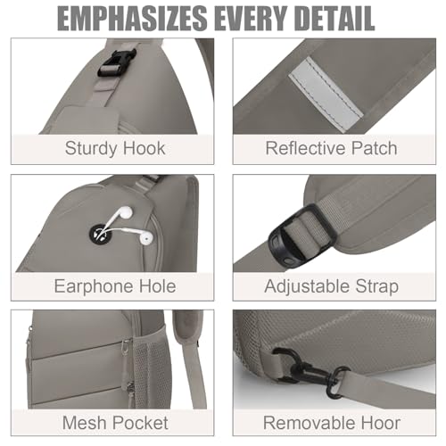 Pritent Crossbody Bags for Women Men Trendy Sling Bag Backpack Casual Chest Bag with Convertible Shoulder Strap - color: Khaki, size: Medium
