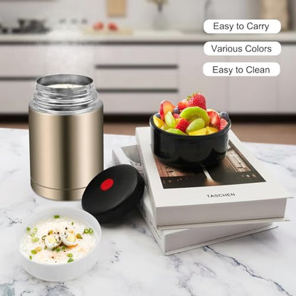 28oz Soup Thermos, Stainless Steel Thermos for Hot Food, Wide Mouth Food Thermos Jar, Insulated Lunch Container Leak Proof Vacuum Thermal Flask(gold) - color: gold-28oz
