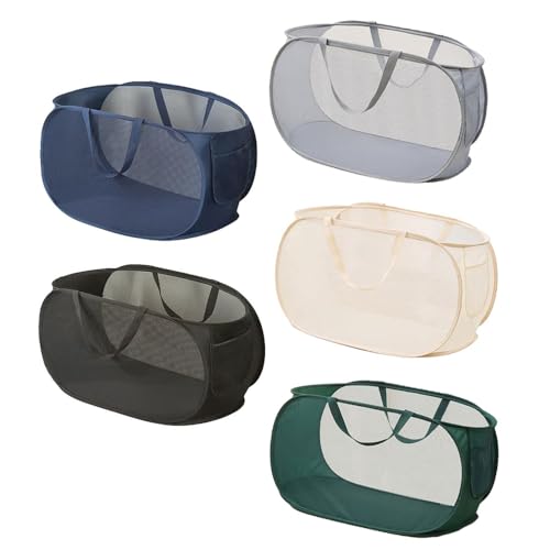 5 Pcs Collapsible Laundry Baskets, Opening Laundry Hamper, Foldable Laundry Basket, Dirty Clothes Basket for Clothes & Laundry-Home Organization - color: Black/Blue