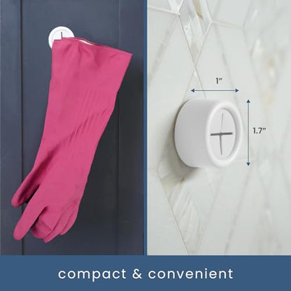 S&T INC. Round Adhesive Push Towel Hooks for Kitchen, Hand and Dish Towels, Matte White, 4 Pack - color: Matte White