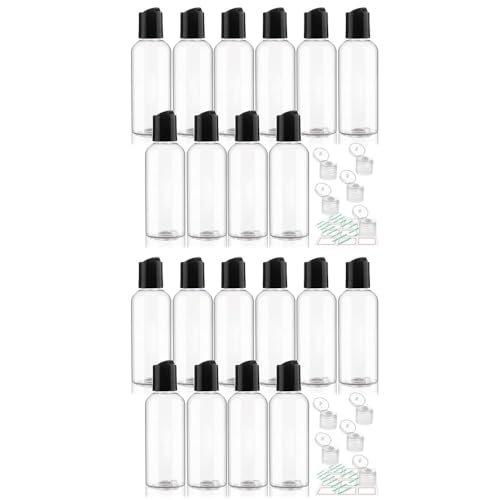 20 Pack 3.4 oz Travel Bottles for Toiletries TSA Approved Leak Proof Travel Size Containers Plastic Empty Shampoo Bottles with Labels Squeeze Bottle Toiletry Essentials Accessories(Clear) - color: C-20Clear