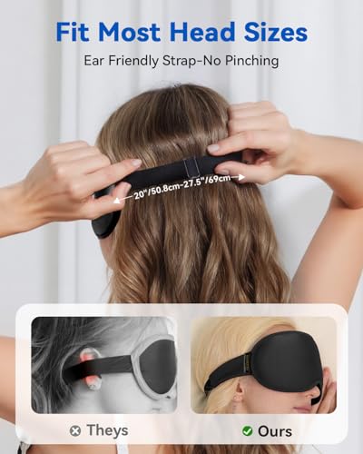 Weighted Blackout Sleep Mask for Men, 3D Contoured Zero Eye Pressure, Lash-Friendly Deep Eye Cups, Adjustable Slide Buckle Strap, Office Nap & Business Travel Essential, Relaxation Gift for Him(Black) - color: Black