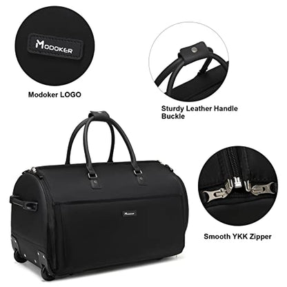 Modoker Rolling Garment Bags, 25in Large Garment Duffle Bag with Wheels, 3 in 1 Garment Suit Luggage Bag, Not Standard Carry-On Size for Women Men Business Travel Weekender, Black - color: 25in-Black