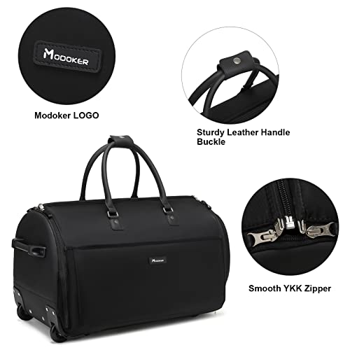 Modoker Rolling Garment Bags, 22in Garment Duffle Bag with Wheels, 3 in 1 Garment Suit Luggage Bag, More Carry-On Friendly for Business Travel Weekender - color: 22in-Black