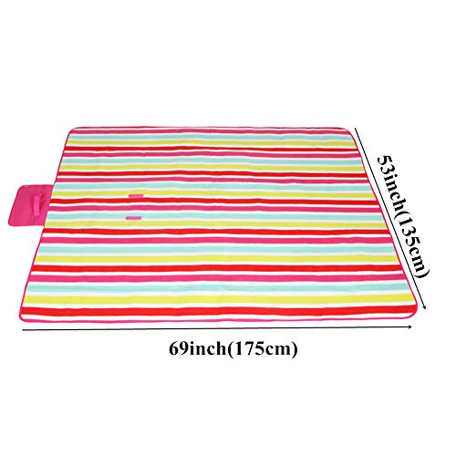 yodo Outdoor Picnic Blanket Water-Resistant for Camping Hiking Festivals,Rose Stripe