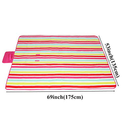 yodo Outdoor Picnic Blanket Water-Resistant for Camping Hiking Festivals,Rose Stripe