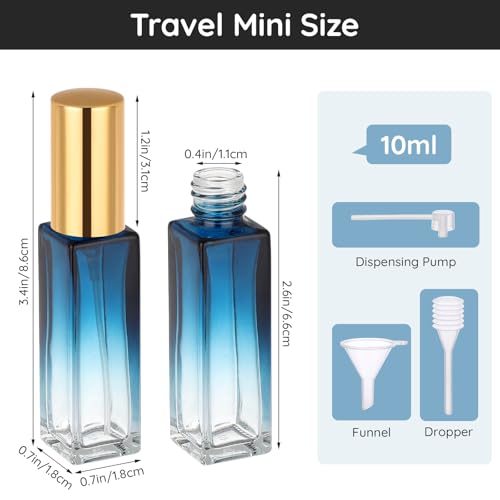 Segbeauty 0.34oz Travel Perfume Bottle Refillable, 5pcs 10ml Mini Glass Perfume Atomizers, Empty Portable Travel Size Cologne Spray Bottle, Small Cologne Sprayer with Refill Pump Tools - color: Green Blue Red Purple Black, style: Mini Bottles