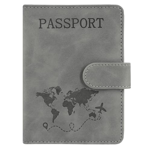 ACdream Passport Holder for Travel Essentials, Rfid Blocking Passport Wallet Cover Case for Travel Must Haves Accessories, Book Holders for Women/Men- Grey - color: A_Grey