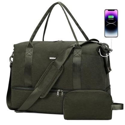 For Spirit Airlines Personal Item Bag Underseat Carry On Bag with Wet Pocket & Shoe Compartment & USB Charging Port - color: Dark Green