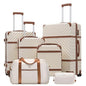 Coolife Luggage Set Suitcase Carry On Luggage PC Hardshell Luggage TSA Lock Spinner Wheels Telescopic Handle - color: White, size: 6 piece set